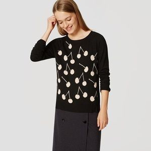 NWT Loft cherry button-back sweater